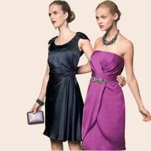 Eliza J. Blue Silk Charmeuse Beaded Dress 12